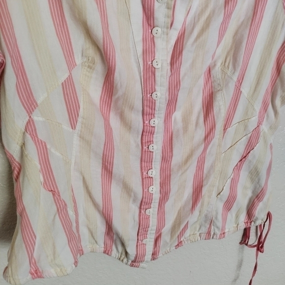 Le jean de marithe francois girbaud striped cinch blouse sz Xl - Picture 3 of 7